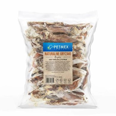 Petmex, uszy królika z futrem, przysmak dla psów, 200g