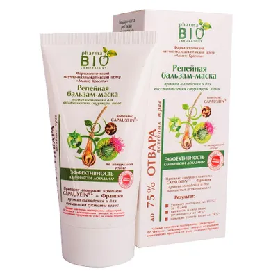 Pharma Bio Laboratory, łopianowa maska-balsam przeciw wypadaniu włosów i na przywracanie zdrowej struktury włosów, 150 ml