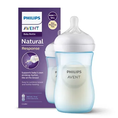 Philips Avent, Responsywne Butelki Natural, butelka, niebieska, 260 ml