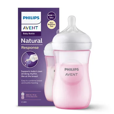 Philips Avent, Responsywne Butelki Natural, butelka, róż, 260 ml