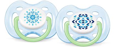 Philips Avent, Sensitive, smoczek uspokajający z nadrukiem, niebieski, 0-6m, 2 szt.