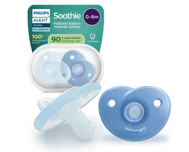 Philips Avent, Soothie, smoczek uspokajający, niebieski, 0-6 m, 2 szt.