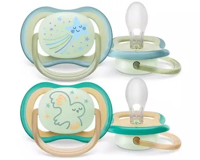 Philips Avent, Ultra Air, Night, smoczek uspokajający, 0-6m, 2 szt.