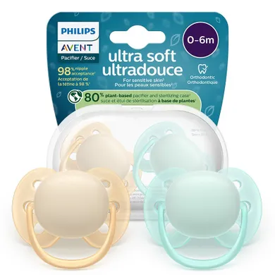 Philips Avent, Ultra Soft, smoczek ortodontyczny, 0-6 m, 2 szt.