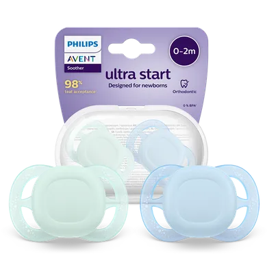 Philips Avent, Ultra Start, smoczek ortodontyczny, 0-2 m, 2 szt.