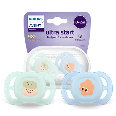 Philips Avent, Ultra Start, smoczek ortodontyczny, 0-2 m, 2 szt.