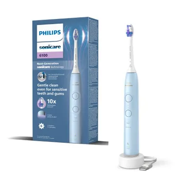 Philips, Sonicare 6100, szczoteczka soniczna, niebieska, HX7406/01