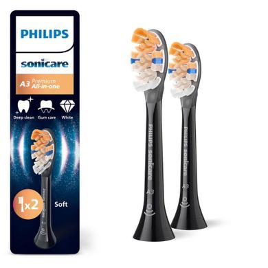 Philips, Sonicare, Premium ALL in ONE A3, końcówki do szczoteczki, czarne, 2 szt., HX9092/88