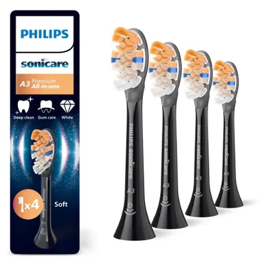 Philips, Sonicare, Premium ALL in ONE A3, końcówki do szczoteczki, czarne, 4 szt., HX9094/88