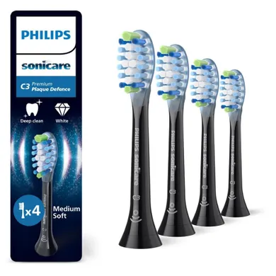 Philips, Sonicare, Premium Plaque Defence C3, końcówki do szczoteczki, czarne, 4 szt., HX9044/88