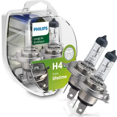 Philips, żarówka halogenowa, H4 LongLife EcoVision, 12V, 60/55W, 2 szt.