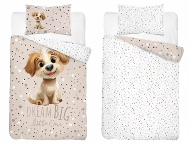 Piesek, 2-częściowy komplet pościeli dziecięcej, beżowy, 100-135 cm