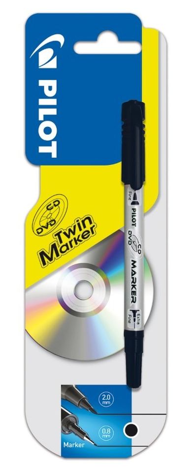 Pilot, dwustronny marker do CD/DVD, czarny