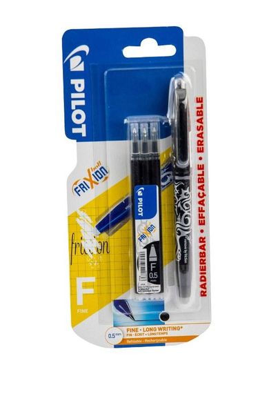 Pilot, Frixion, pióro kulkowe, czarne, 0.5 mm + 3 wkłady