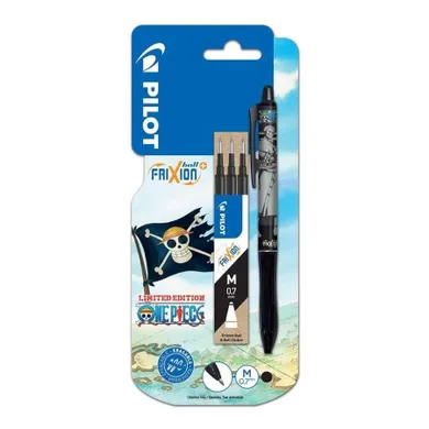 Pilot, One Piece, Frixion, pióro kulkowe z wkładami, czarne, 0.7 mm