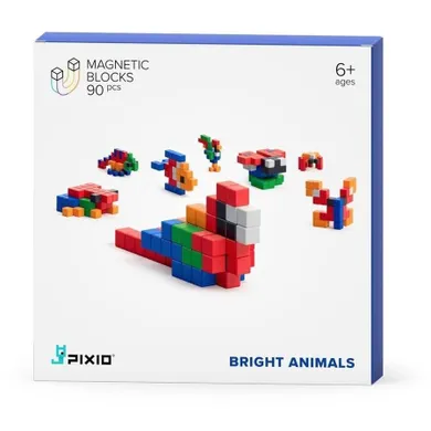 Pixio, Bright Animals, klocki magnetyczne, 90 elementów