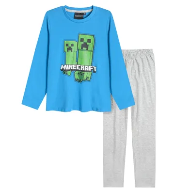 Piżama chłopięca, niebiesko-szara, Minecraft