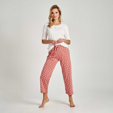 Piżama damska, biało-różowa, Taro