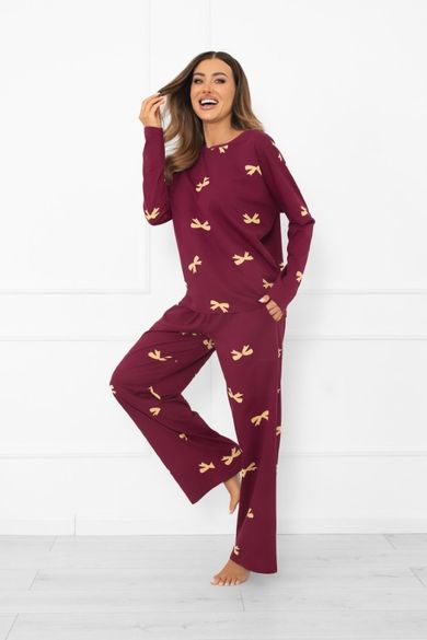 Piżama damska, bordowa, Italian Fashion