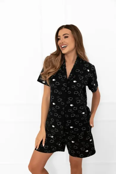 Piżama damska, czarna, Bonnie, Italian Fashion
