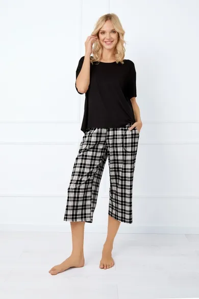Piżama damska, czarna, Italian Fashion