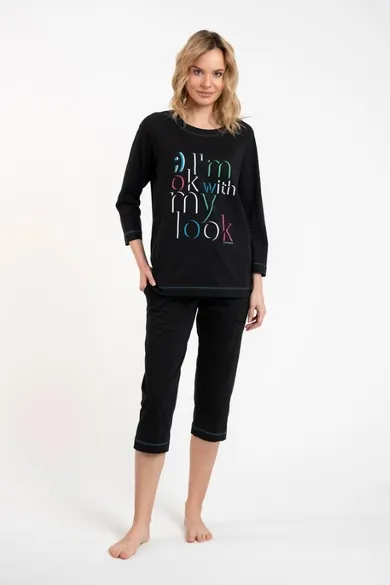 Piżama damska, czarna, Olza, Italian Fashion