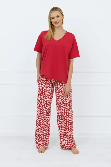Piżama damska, czerwona, Evora, Italian Fashion