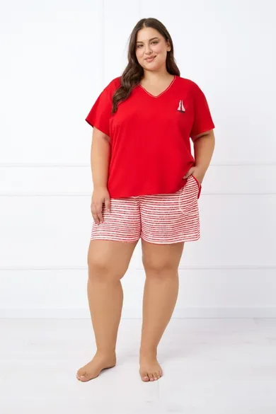 Piżama damska, plus size, czerwona, Italian Fashion