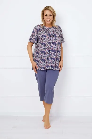 Piżama damska, plus size, fioletowa, Italian Fashion