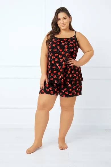 Piżama damska, plus size, mix, Cherry, Italian Fashion