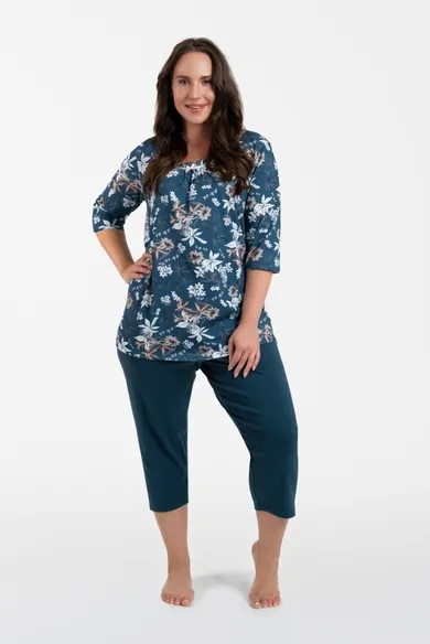 Piżama damska, plus size, turkusowa, Madison, Italian Fashion