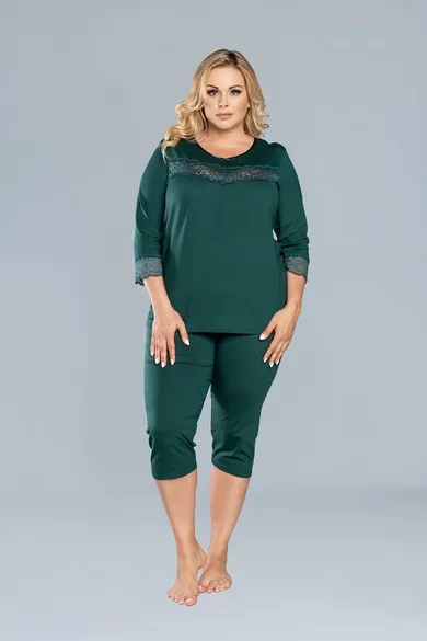 Piżama damska, plus size, zielona, Izyda, Italian Fashion