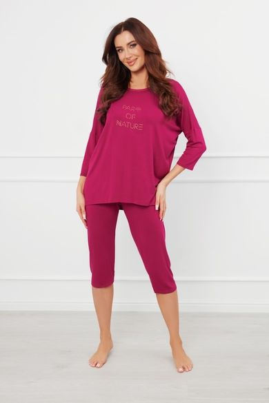 Piżama damska, różowa, Natura, Italian Fashion