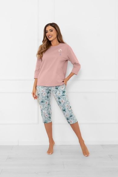 Piżama damska, różowa, Perlis, Italian Fashion