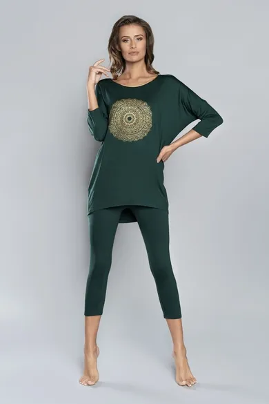 Piżama damska, zielona, Mandala, Italian Fashion