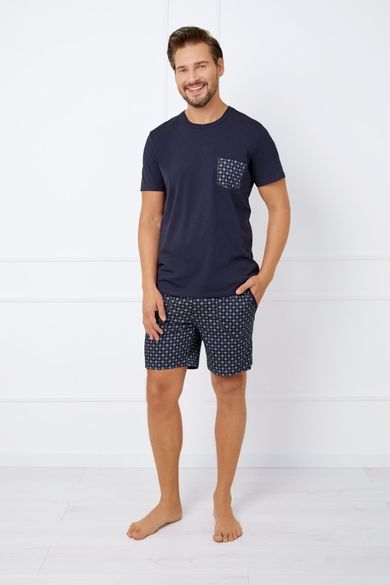 Piżama męska, granatowa, Italian Fashion