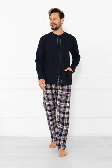 Piżama męska, granatowa, Sambor, Italian Fashion