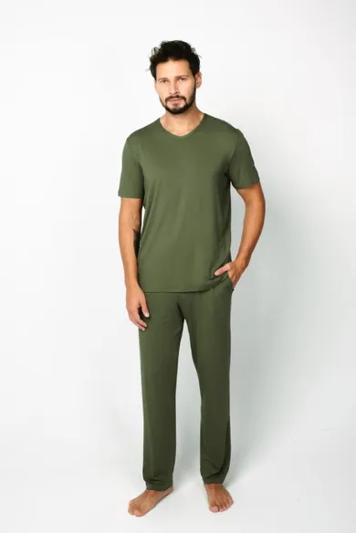 Piżama męska, khaki, Dallas, Italian Fashion