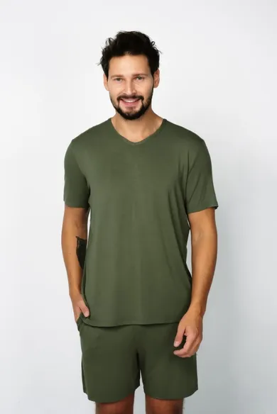 Piżama męska, khaki, Dallas, Italian Fashion