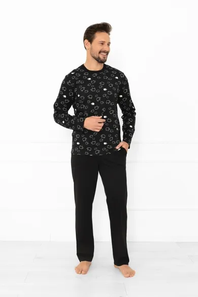 Piżama męska, plus size, czarna, Wito, Italian Fashion