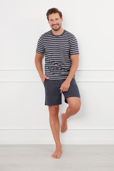 Piżama męska, plus size, grafitowa, Bert, Italian Fashion