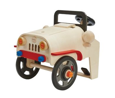 Plan Toys, Mały Mechanik, drewniany serwis samochodowy