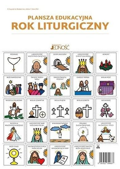 Plansza edukacyjna. Rok liturgiczny z symbolami PCS
