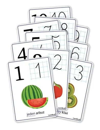 Plansze edukacyjne A5. Cyfry 1-10. 10 kart