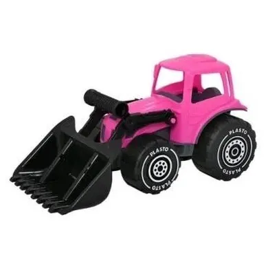 Plasto, traktor z ładowaczem, różowy, 32 cm