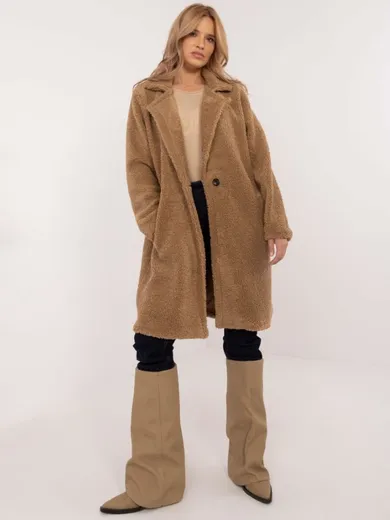 Płaszcz damski, beżowy, Italy Moda