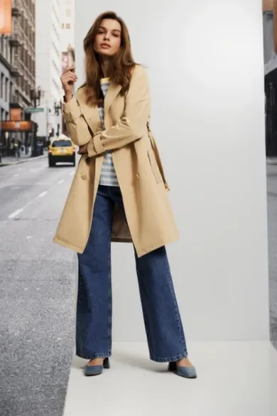 Płaszcz damski, beżowy, Moodo