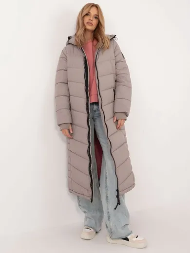 Płaszcz damski z kapturem, beżowy, Sublevel