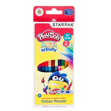 Play-Doh Art & Activity, kredki ołówkowe, trójkątne, dwustronne, 12 szt., 24 kolory