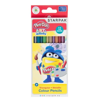 Play-Doh Art & Activity, kredki ołówkowe, trójkątne, metalizowane, 12 kolorów